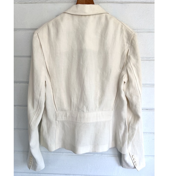 RALPH LAUREN BLUE LABEL Ivory Linen Single Button Blazer - Made In Italy - 12 - Picture 4 of 13